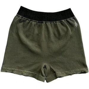 FP Movement by Free People Olive Ribbed Bike Shorts with Black Waistband